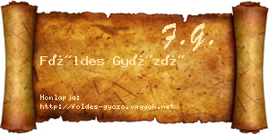 Földes Győző névjegykártya